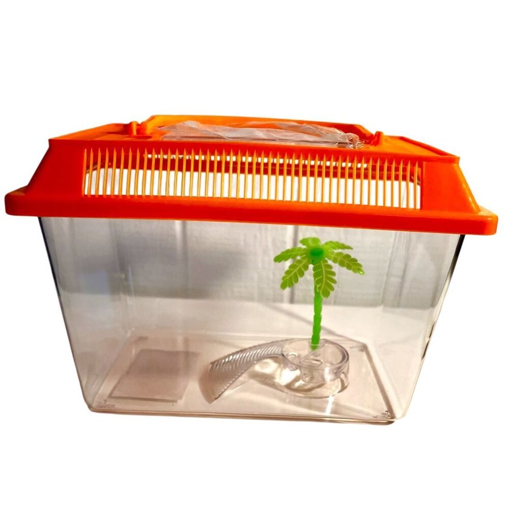 Portable Aquatic/Terrarium Tank, Plastic Carrier Cage with Lid and Handle NWT